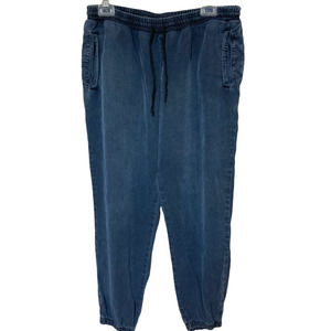 Bella Dahl Chambray Crop Pants Joggers Womens Size Large Elastic Waist Pull On